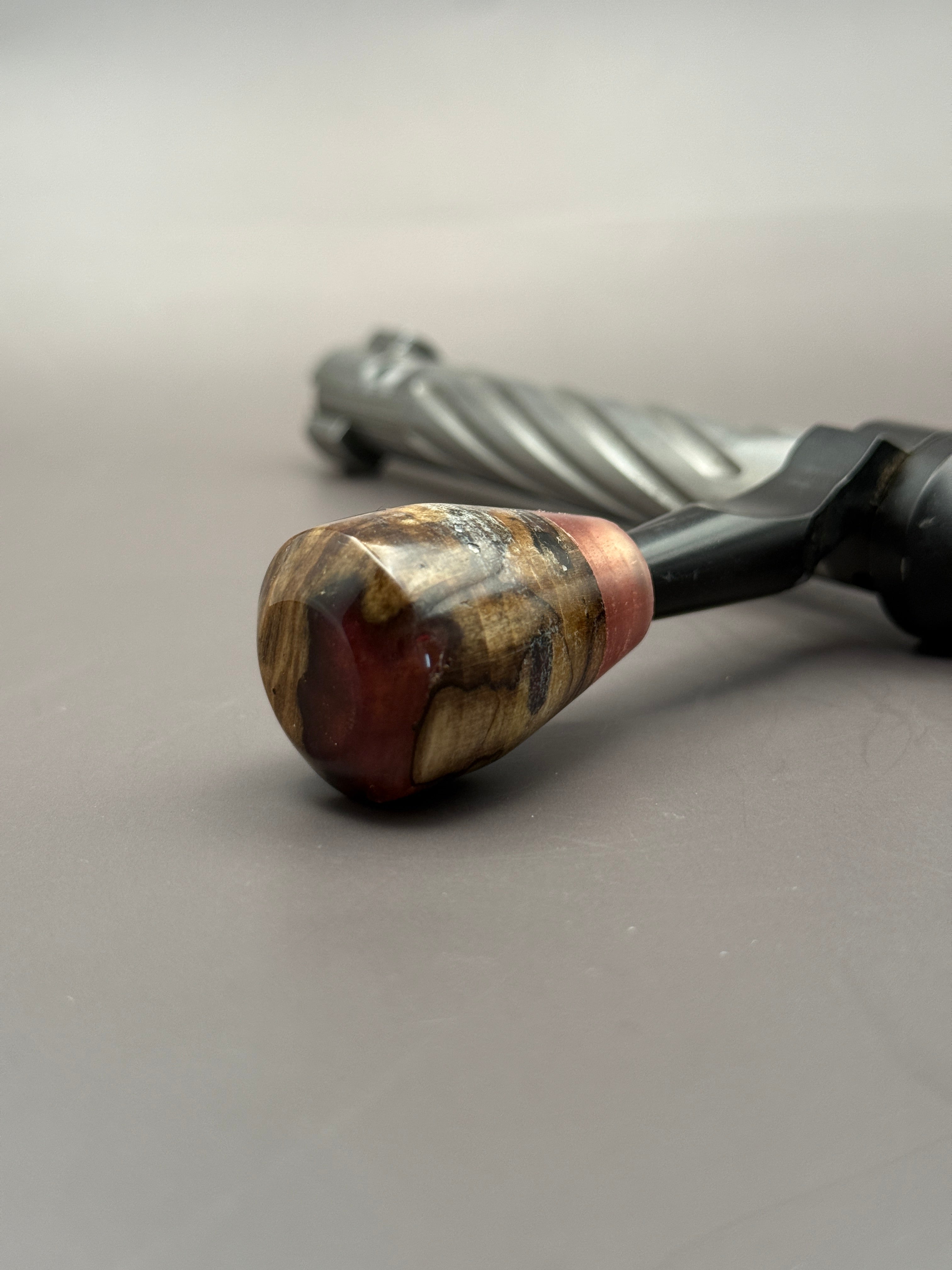 Handmade Custom Bolt Knob – Sparkle Rose Gold Resin Impregnated Cured Driftwood