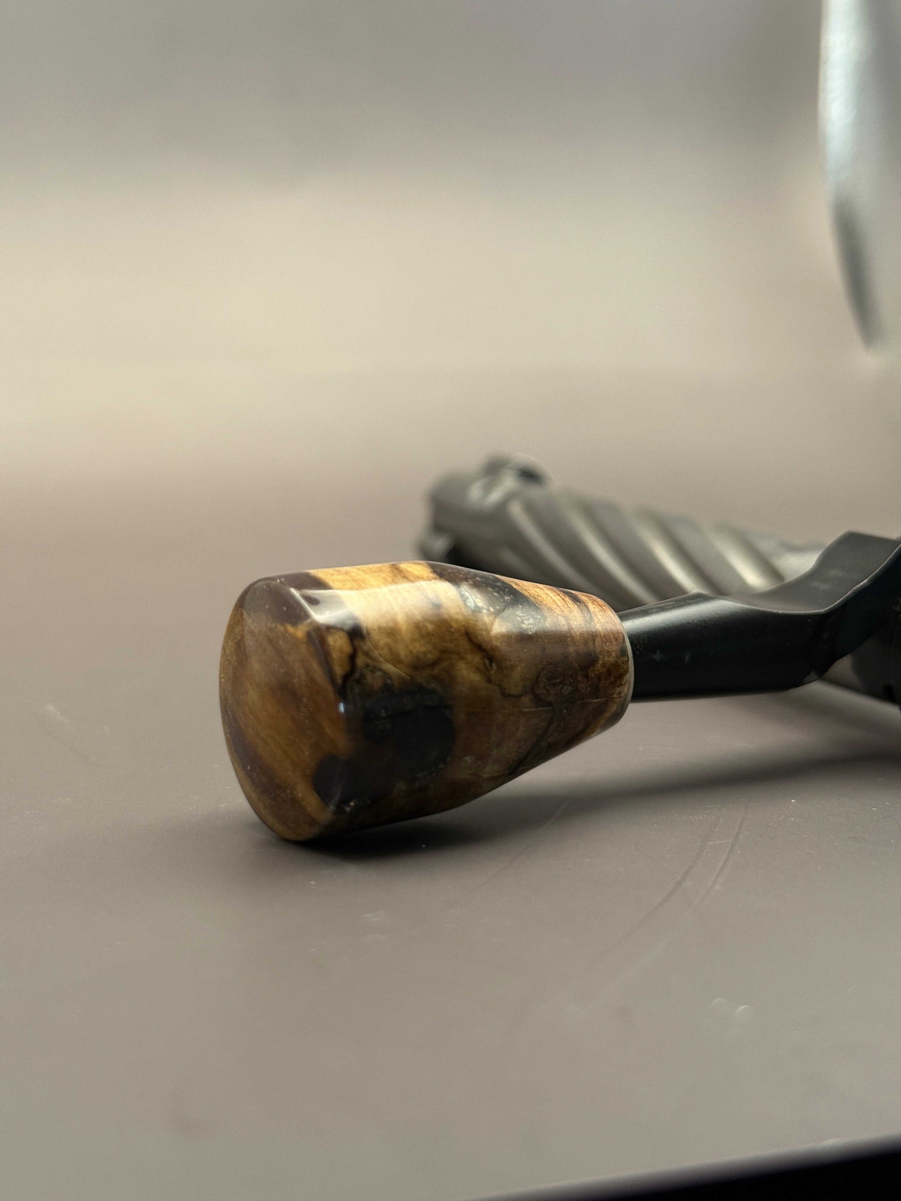 Handmade Custom Bolt Knob – Purple Resin & Cured Driftwood