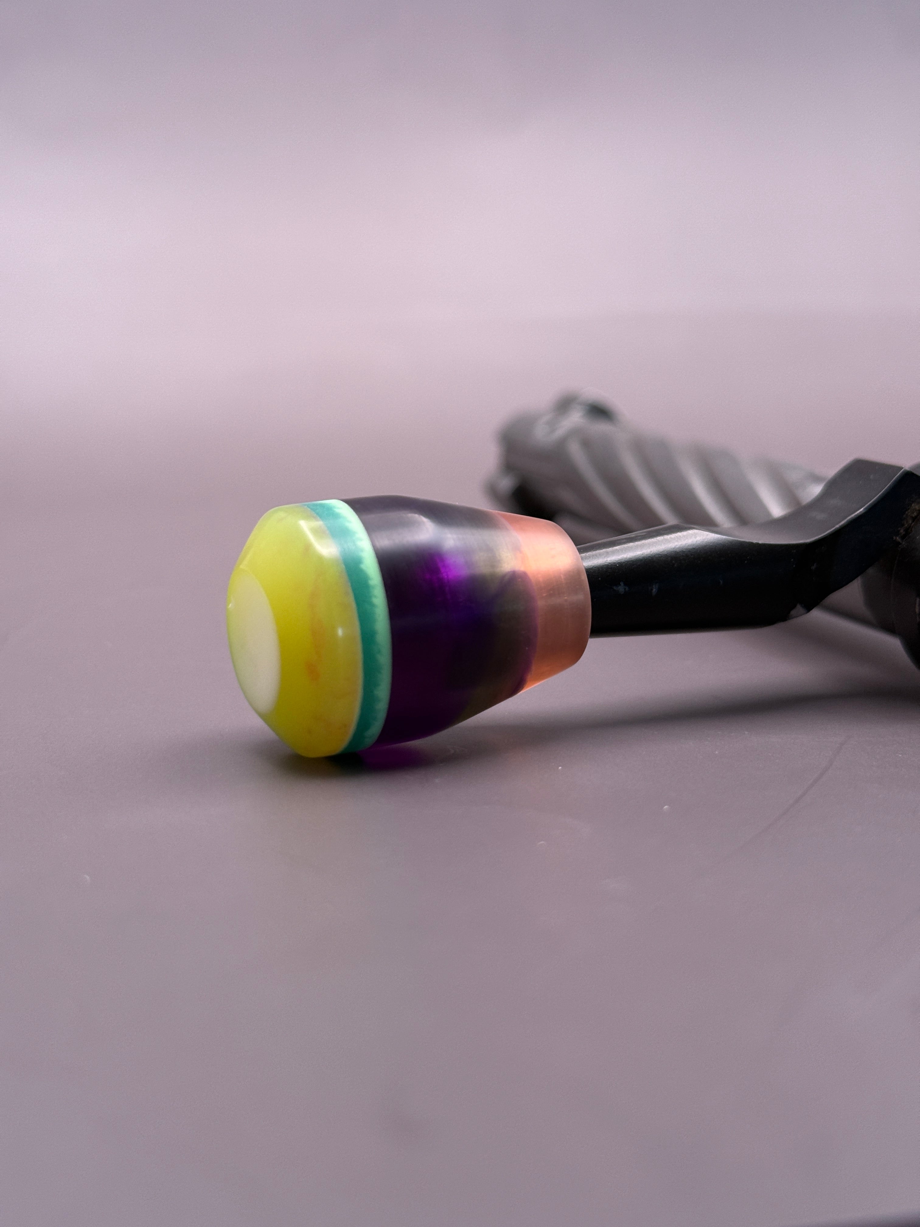 Handmade Custom Bolt Knob – Yellow/Lime Top Multi Colored Resin