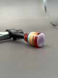 Handmade Custom Bolt Knob – White/Purple Top, Multi Color Resin