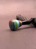 Handmade Custom Bolt Knob – Teal & Orange Sparkle Top With Multi Color Resin Layers