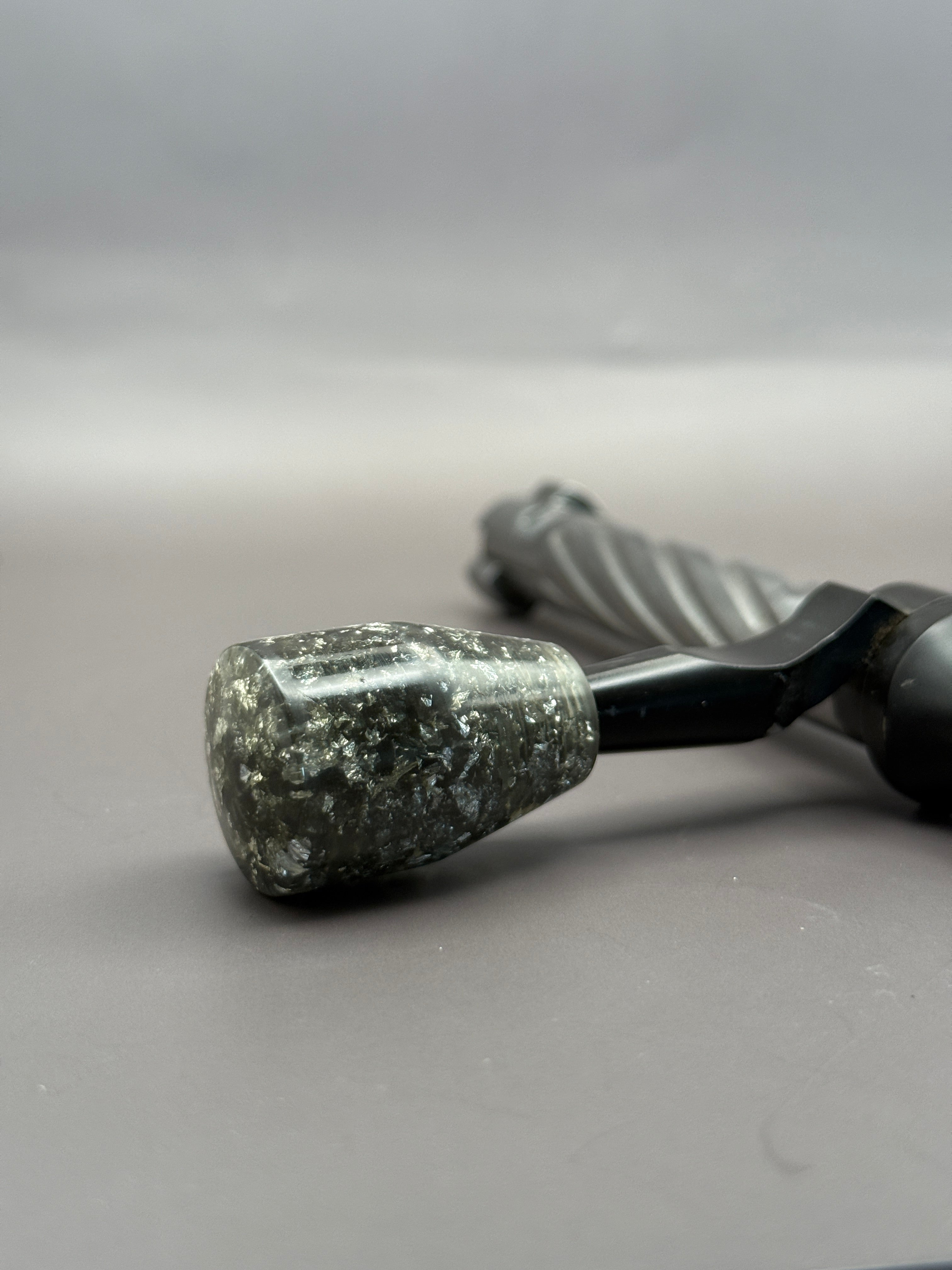Handmade Custom Bolt Knob – Silver Leaf & Resin