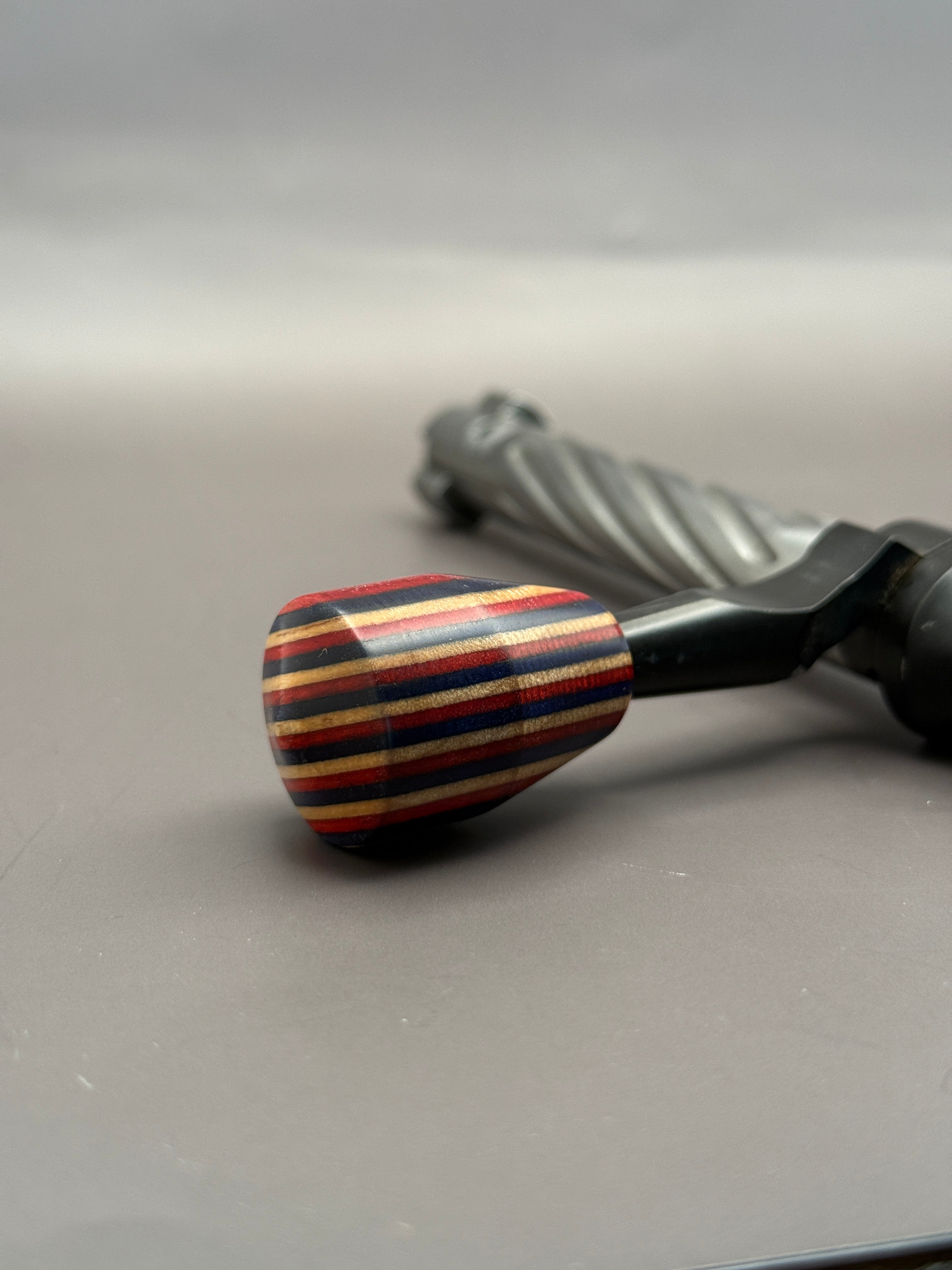 Handmade Custom Bolt Knob – Red, White & Blue Skateboard Deck Wood