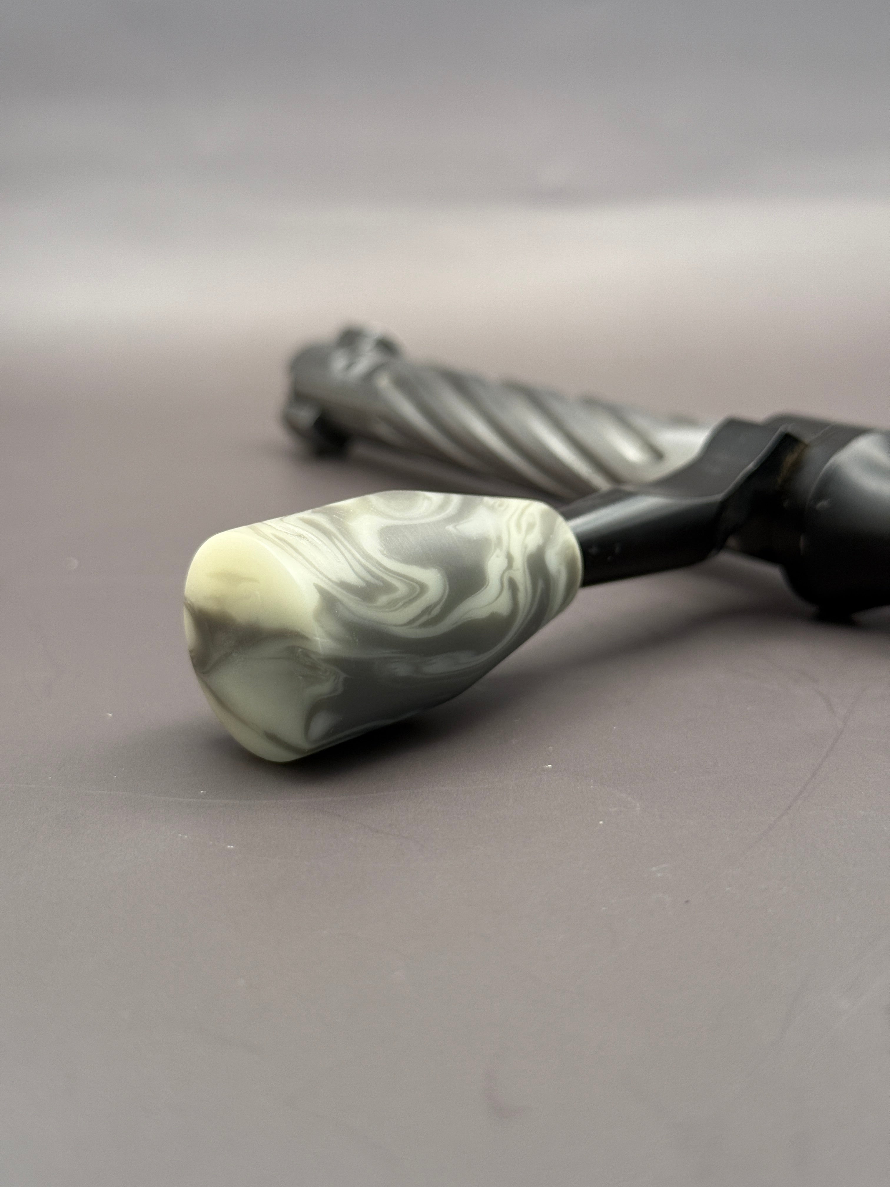 Handmade Custom Bolt Knob – Cream & Silver Resin