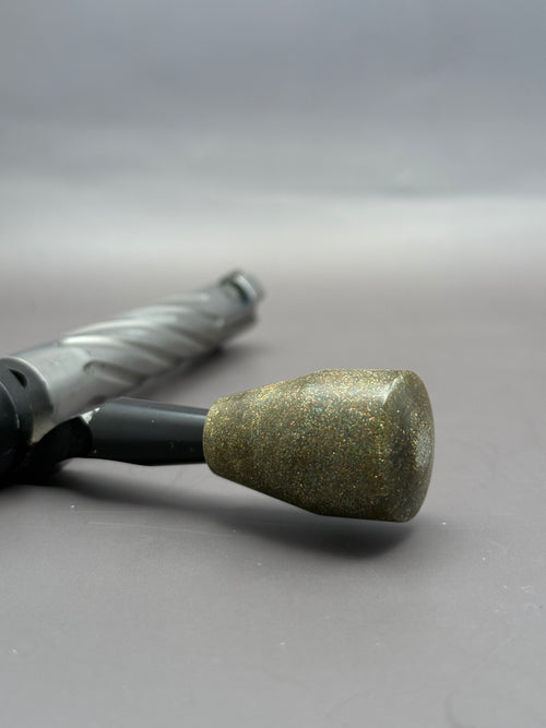 Handmade Custom Bolt Knob – Gold Sparkle Resin