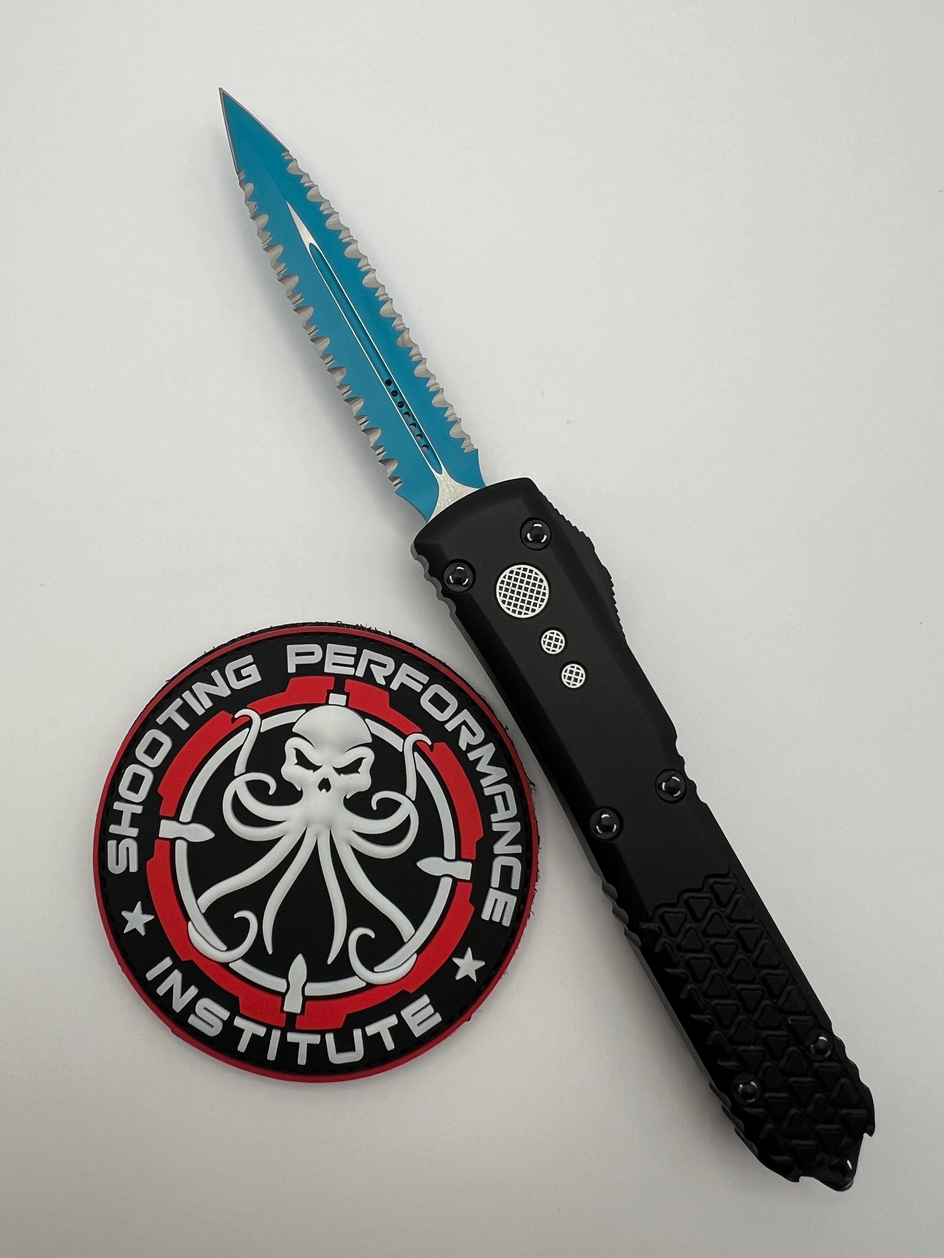 Microtech Ultratech D/E Blue Double Full Serrated 122-D3 JK