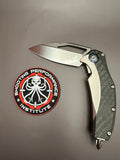 Microtech Matrix Titanium Handle Hand Rubbed Satin Standard Blue Titanium Pivot Collar Carbon Fiber Inlay 165C-4