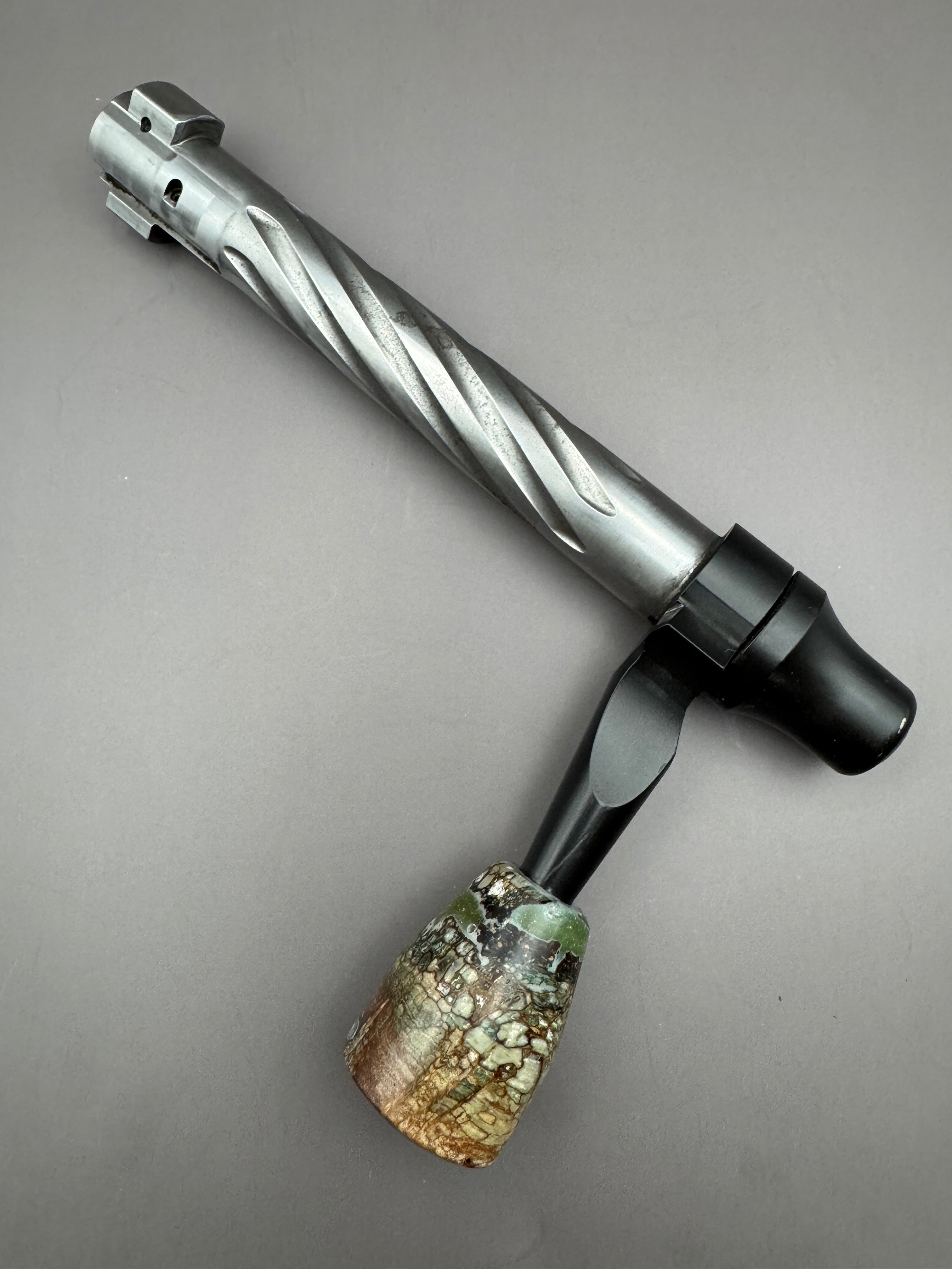 Handmade Custom Bolt Knob – Turquoise Infused Driftwood